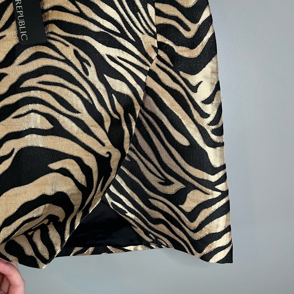 NWT Banana Republic Eclat Brocade Mini Skirt Metallic Gold Zebra - Picture 7 of 12